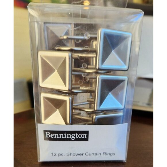 Satin Nickel Shower Curtain Hooks New Set of 12 Decorative Hooks - Picture 3 of 5